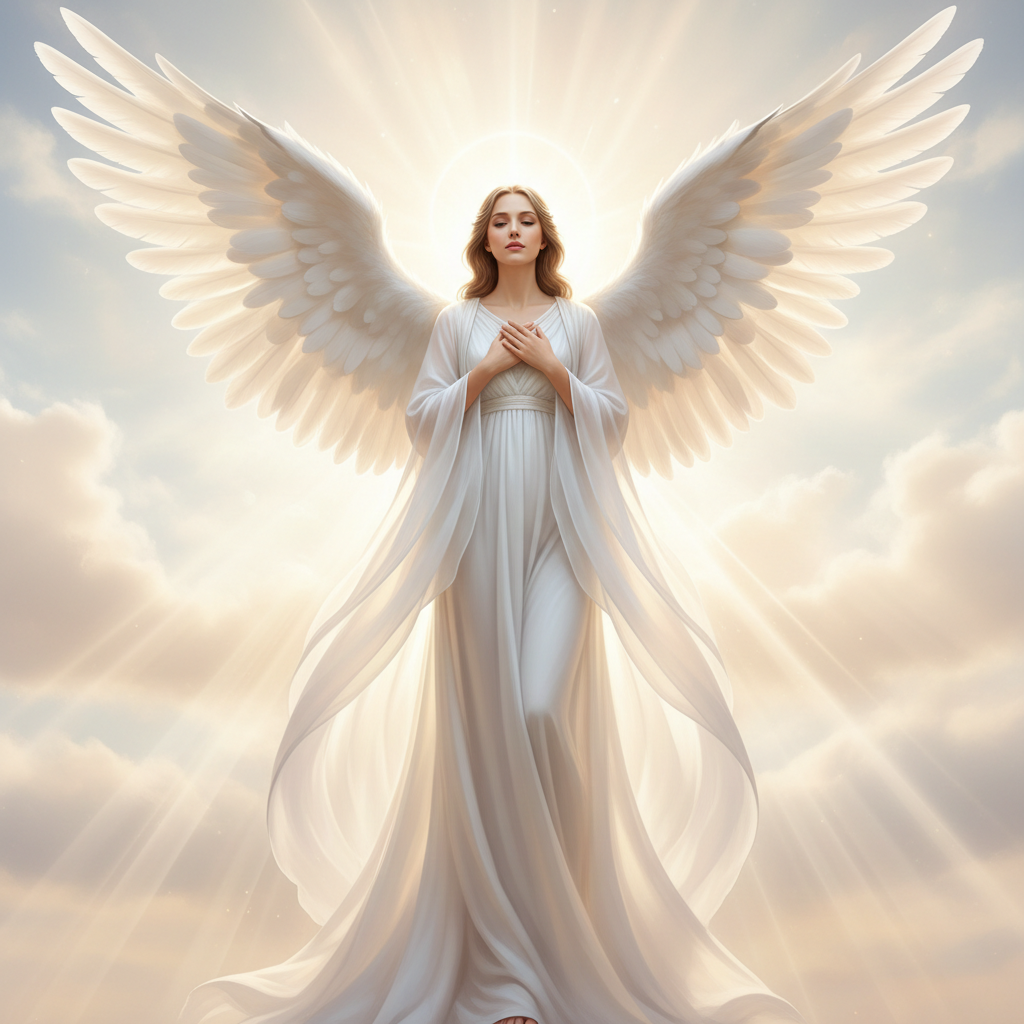 Female winged angel — heavenly memorial tribute