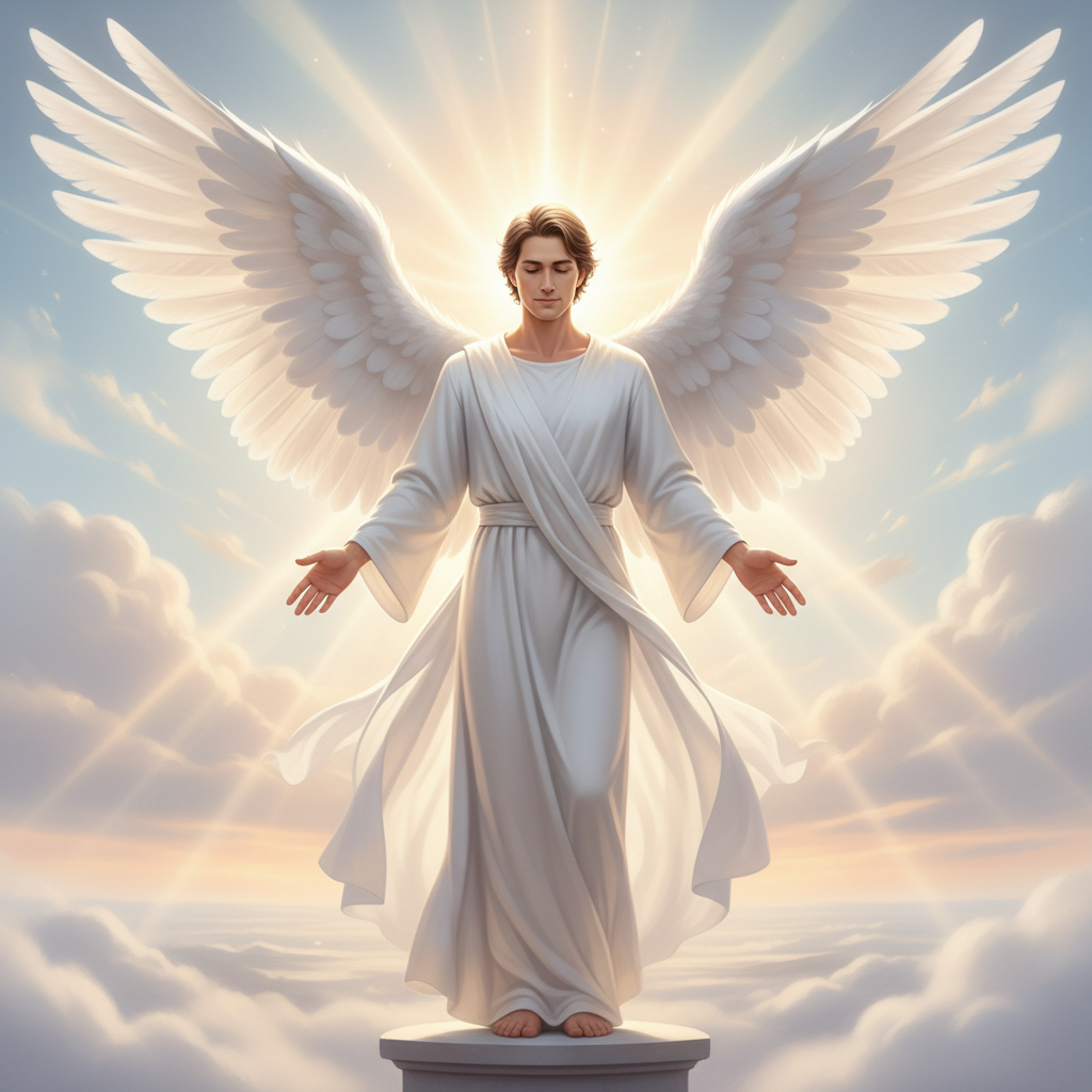 Male winged angel — heavenly memorial tribute