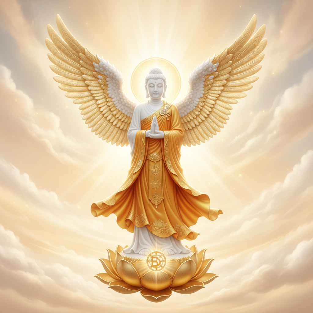 Buddhist memorial angel — faith tribute