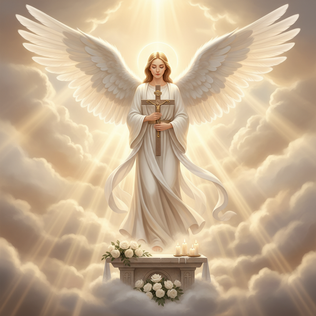 Christian memorial angel — faith tribute